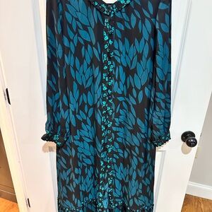 Cabi Teal and Black Long Sleeve Dress